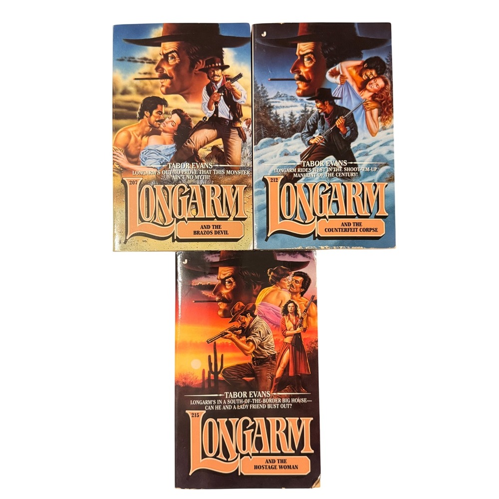 Longarm Western Paperback Book Lot Tabor Evans Nos 207 212 215 Jove 1996 Vintage